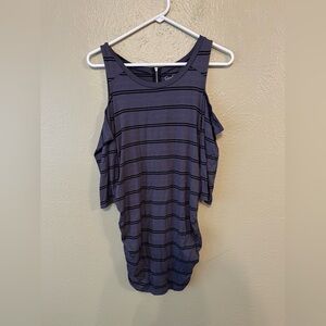 Motherhood Maternity cold shoulder top, ruched sides, 3/4 length sleeve